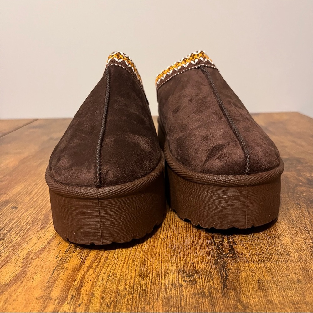 New Chunky Platform Slides-Brown-Size 8 - Picture 2 of 11